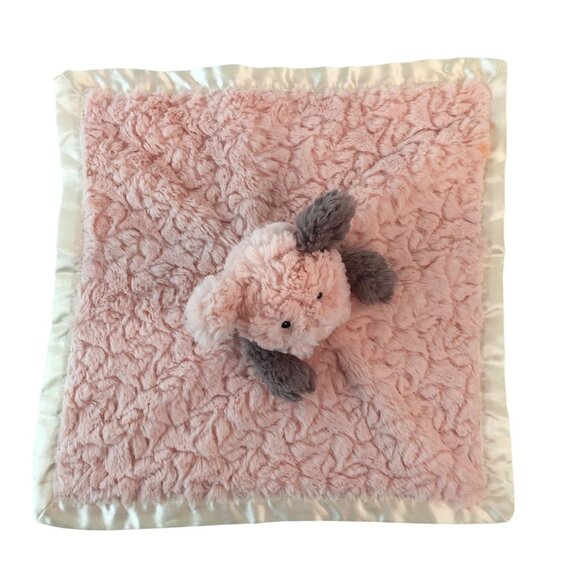 Mary Meyer Pink Pig Lovey 13" Baby Security Blanket Cream Satin Trim & Back - Picture 3 of 7